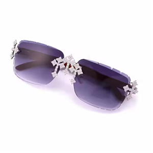 VVS Moissanite diamant Design de luxe Rapper Glacé Lunettes de soleil à verres colorés argent 925 pour hommes femmes - Product Image 3