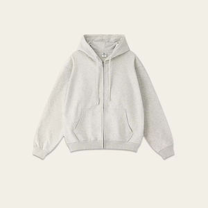 Sudadera con capucha unisex con cremallera de algodón pesado logotipo personalizado bordado Diseño de gran tamaño patrón sólido fabricación de ropa de calidad - Product Image 5