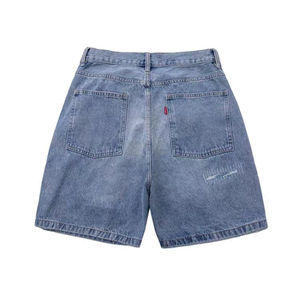 Shorts en jean droits délavés mi-taille pour hommes, décontractés, streetwear d'été, shorts en jean en coton confortables pour hommes - Product Image 4