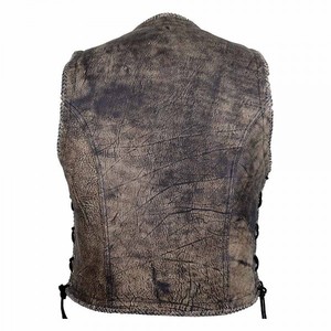 Gilet en cuir de mouton véritable pour hommes le plus vendu avec motif de camouflage col montant coutures taillées en diamant - Product Image 6