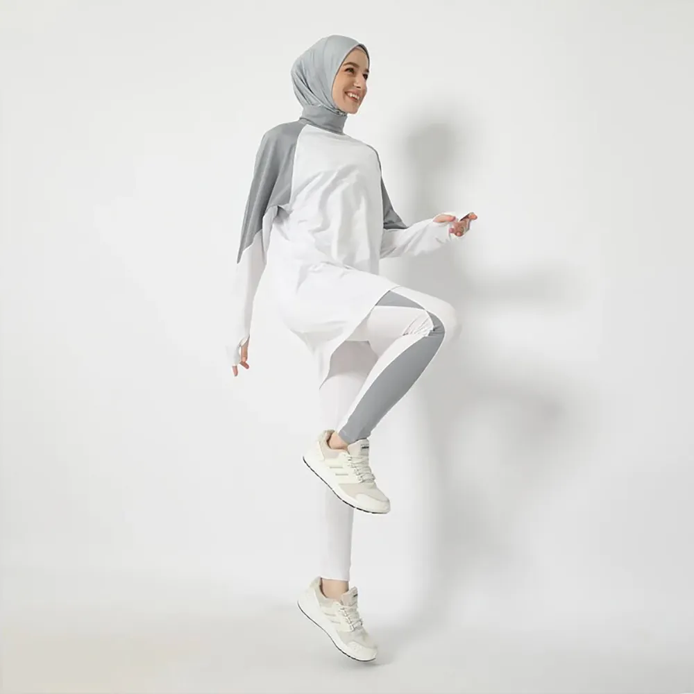 2022 new muslim sports wear hijab loose muslim sportswear clothing set islamic running activewear sets