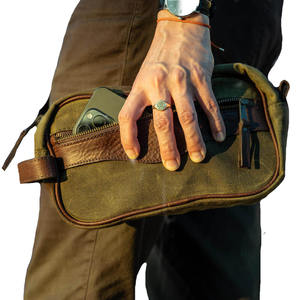 Trousse de toilette de voyage à fermeture éclair pour hommes Sac à cosmétiques en toile pliable de grande capacité avec poignée portable étanche - Product Image 1