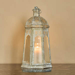 Lanterne à bougie décorative Ramadan 2026 en fer blanc antique et verre, moderne, étanche, durable, faite à la main, pour la maison, le jardin et la table - Product Image 2