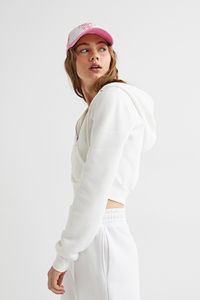 Women's Custom Workout Full-<b>Zip</b> Hoodie US Size Fitness <b>Crop</b> Top with Front Logo Cotton Fabric Drop Shoulder and Loose Fit Zipper - Product Image 6