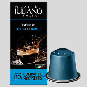 Capsule di Espresso Decaffeinato, Confezione da 10, Tostato, Compatibili con Macchine Nespresso, di Caffe Iuliano - Product Image 1