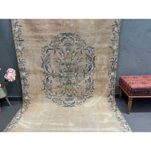 Turkish Rug, 5.3x8.8 ft Large Rug, <b>Brown</b> Blue <b>Wool</b> Rug - Product Image 2