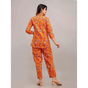 ชุดเซ็ตลำลองสีส้มเข้มสำหรับผู้หญิง (XXS-3/4 แขนเสื้อ ชุดสองชิ้น) - Product Image 3