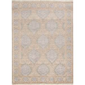Tapis noué à la main en laine et viscose bleu aurore classique, motif rectangulaire médaillon, pour la maison, salon d'adolescents, couloir Skwv-61 - Product Image 1