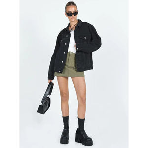 Chaqueta Vaquera Negra para Mujer, Nueva Moda, con Detalles de Botones, Impermeable, Reversible, Estilo Casual, Teñida, para Otoño e Invierno, con Sublimación de Tintes - Product Image 4