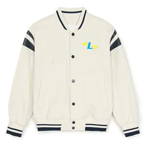 Veste universitaire personnalisée avec logo, veste de baseball pour couple, veste pour homme, manches en cuir, broderie, veste universitaire noire, veste varsity - Product Image 1