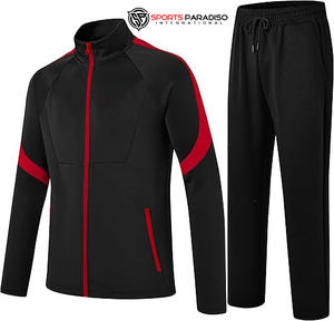 ชุดวอร์ม2ชิ้นสำหรับนักกีฬาของผู้ชายเสื้อวอร์มแบบซิปเต็มตัวสำหรับวิ่งจ๊อกกิ้งและวิ่งกีฬาลำลอง & ระบายอากาศ - Product Image 1