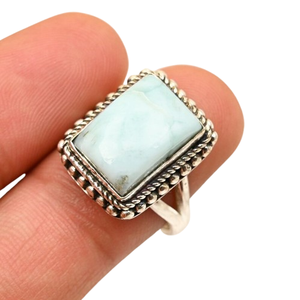 Tendance 925 argent Sterling Larimar pierres précieuses bague bijoux à la main en argent Boho Style bague bijoux pour femmes cadeau pour les filles - Product Image 1
