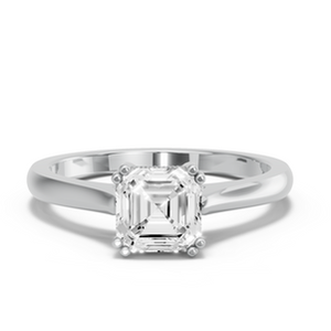 Anillo vintage con diamantes Asscher y banda de catedral con borde de cuchilla - Product Image 1