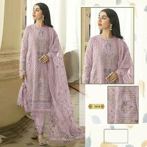 Mới hợp thời trang hoàn toàn khâu vi lụa Fox georgette vải O cổ khatli làm việc thời trang Pakistan anarkali ăn mặc chất liệu - Product Image 2