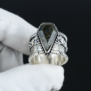 Labradorite Coffin Shape <b>Silver</b> 925 Sterling <b>Silver</b> <b>Ring</b> Labradorite Coffin Shape Stone <b>Silver</b> <b>Spinner</b> <b>Ring</b> Handmade Girls <b>Ring</b> - Product Image 4