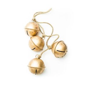 Round Metal Antique Golden Home Decor Christmas <b>Tree</b> Hanging Decoration with Hanging Rope Jingle Bells - Product Image 4