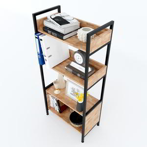 60x32x128cm Rubber Wood 3-Tier Iron Frame Office Organizer KS68095-Easy Standing Installation - Product Image 3