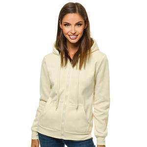 Venta al por mayor de sudaderas con capucha de lana de algodón de moda personalizada con cremallera para las mujeres de estilo Streetwear con logotipo frontal para el invierno - Product Image 1