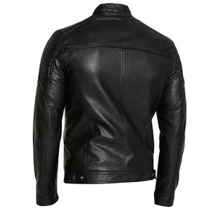 Outdoor Use <b>Stand</b> Collar Light <b>Weight</b> Premium Quality Men Leather Jacket / Custom Made Men Leather Jacket - Product Image 3