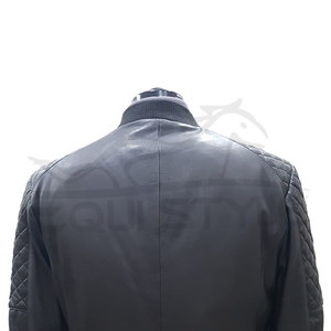 Chaquetas de motorista de piel de cordero negro Hombro acolchado Slim Fit Proveedor al por mayor Chaquetas de cuero de invierno para hombres - Product Image 6