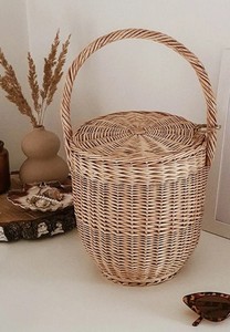 Cesta de mimbre con tapa, bolso de mimbre, bolso de verano, bolso de playa, bolso de paja - Product Image 2