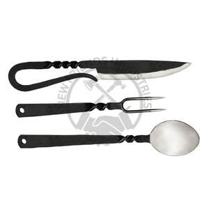 Ensemble de couverts médiévaux tendance, forgés à la main, en acier inoxydable 430, ensemble de couverts médiévaux, ensemble d'ustensiles de table médiévaux - Product Image 4