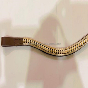 Banda de piel de vaca con forma de onda para cejas, banda de caballo hecha en la India con cristales decorativos de 3 filas y cadena de diamantes de imitación de perlas - Product Image 5