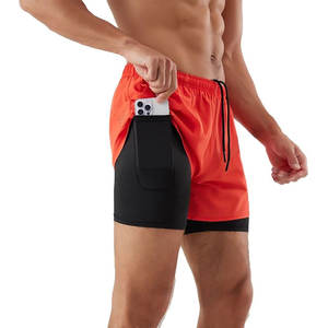 กางเกงขาสั้นออกกำลังกายแบบ2 in 1สำหรับผู้ชายประกอบด้วยกางเกงรัดรูปด้านในและชั้นนอกแห้งเร็วเพื่อความสบายสูงสุด - Product Image 3