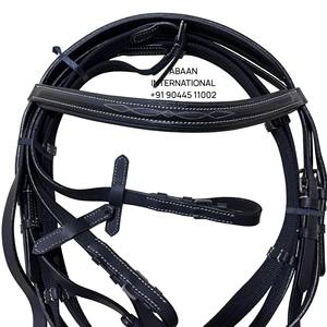 Bride en cuir de cheval 100% en cuir véritable couleurs noires Softy rembourré matériel en acier inoxydable coutures personnalisées OEM accepté - Product Image 5