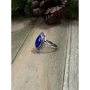 Bague ovale artisanale Navajo en lapis-lazuli et argent sterling, taille 8.25 - Product Image 3