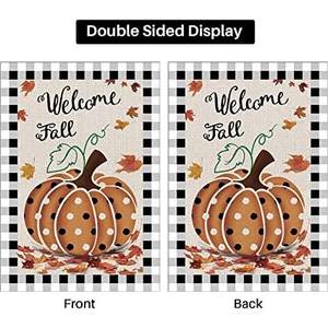 Lot de 2 drapeaux de jardin à thème citrouille d'automne, 12x18 pouces, double face, pour l'extérieur, décorations de bienvenue d'automne, bannière saisonnière style ferme USA TOP - Product Image 5