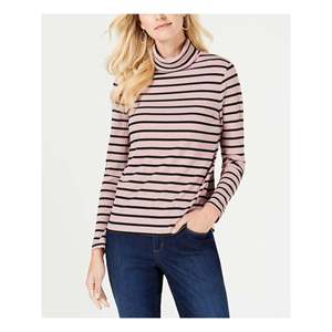 Maglia a Collo Alto a Righe Chic da Donna Charter Club, Disponibile in Rosa, Taglie dalla Petite alla Large XL - Lino, Chiffon, Lavorato a Maglia con Logo - Product Image 1