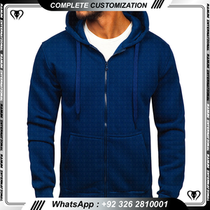 Hombres Essential Hoodies Algodón transpirable Manga larga Full Zip Up Hoodies Sudaderas de manga regular Sudaderas - Product Image 2
