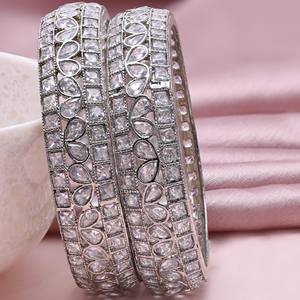 Luxe Reverse AD Argent Plaqué Laiton Rhodium Bracelets Élégant Mode Bracelets Ensemble Élégant Bracelets En Argent - Product Image 2