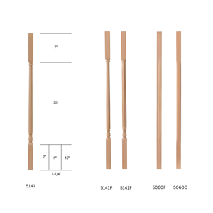 Balustrade personnalisée en peuplier de 34 pouces, rampe d'escalier en bois EFS-5060P avec OEM, ODM, conception de main courante, pièces de balustrades - Product Image 3
