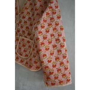 Veste matelassée en coton réversible écologique à imprimé floral tissé à la main, design floral, vêtements d'extérieur d'hiver - Product Image 3