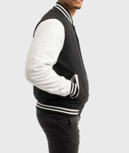 Chaqueta Universitaria Personalizada con Logotipo Bordado, Mangas de Cuero, Chaqueta Universitaria de Lana con Letras, Chaqueta de Béisbol para Hombre - Product Image 2