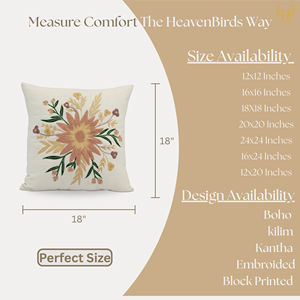 Funda de Cojín Bordada a Mano con Diseño de Hojas y Flores |   Funda de Almohada Decorativa Portátil de Estilo Bohemio de Lujo para Sofá y Decoración del Hogar - Product Image 2