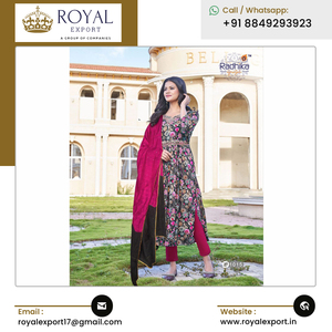 Collection de vêtements ethniques indiens Rayon Kurti avec feuille imprimée et broderie pour mariage et fête - Product Image 6