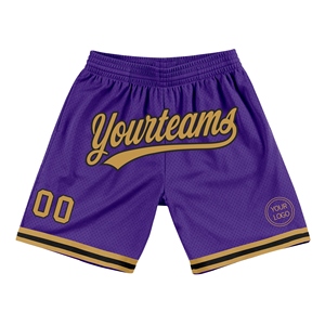 Industrie Direct Engro Sportswear Short de basket-ball confortable personnalisé violet vieil or-noir authentique retour - Product Image 1