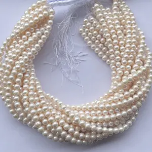 7毫米8毫米天然白色淡水珍珠石光滑圆形珠线批发宝石供应商趋势在线经销商