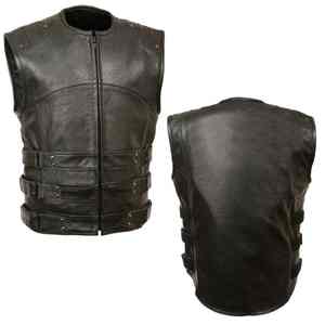Personnalisé dernière vente chaude prix de gros Top qualité chaud respirant et imperméable sans manches 100% hommes en cuir véritable gilet - Product Image 3