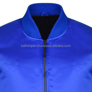 Vente chaude bleu Satin Bomber veste pour hommes avec fermeture à glissière décontracté multi-poches Streetwear pour commande en gros en gros - Product Image 4