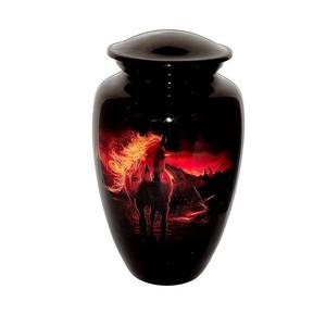 Urna Funeraria Conmemorativa Con Hermosa Ilustración de Caballo y Fuego, Tamaño Grande, 26 cm de Alto - Product Image 3