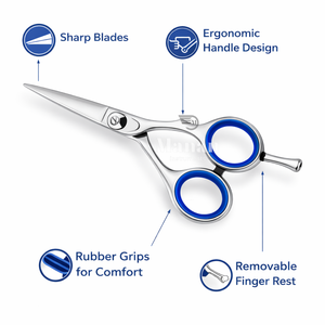 Ciseaux de coiffure professionnels de 6,5 pouces en acier inoxydable, ciseaux de barbier avec poignée en caoutchouc, outil de salon OEM - Product Image 2