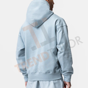 Sweat-shirt pour homme surdimensionné personnalisé en gros, 360GSM, pull avec poche kangourou et fermeture éclair interne - Product Image 2