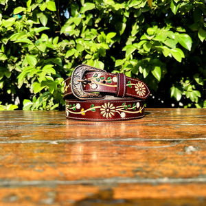 Cinturón Occidental de Cuero Genuino con Diseño Paisley Acabado a Mano para Hombre y Mujer con Hebilla de Aleación de Zinc Premium de 40 mm Duradero - Product Image 2