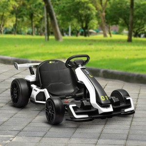 HOMCOM Go Kart Eléctrico de 24V para Niños con Asiento Ajustable, Música, Blanco - Product Image 2