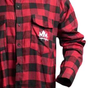 Camisa de Franela a Cuadros Roja y Negra para Hombre, Manga Larga, Abotonada, de Algodón, Informal, Estilo Urbano - Product Image 4