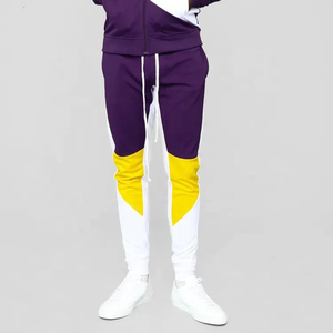 Ropa de calle personalizada 100% algodón bordado parcheado recortado hombres chándal Vintage lavado ácido ajuste dos piezas acampanado holgado sudor traje - Product Image 6